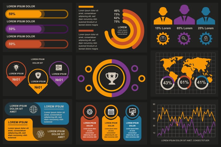 set of infographic elements data visualization vector