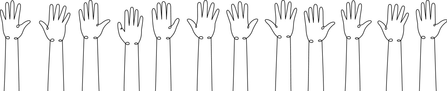 Hands up one line continuous drawing Vector Image