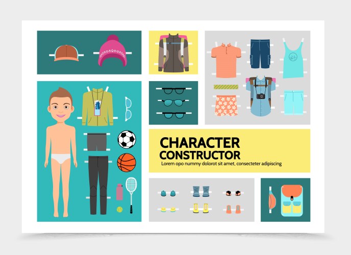 flat sport man character infographics vector image