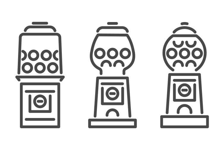 Gumball machine line icon set retro vending Vector Image