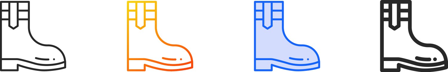 Boot iconthin linear gradient blue stroke Vector Image