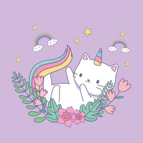 Charming Capicorn with Flowers Vector Image