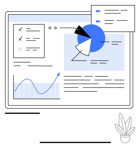 Digital dashboard with charts graphs and text vector image