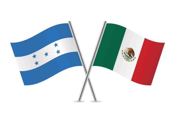 Honduras & Mexico Flags - Crossed Vector Image