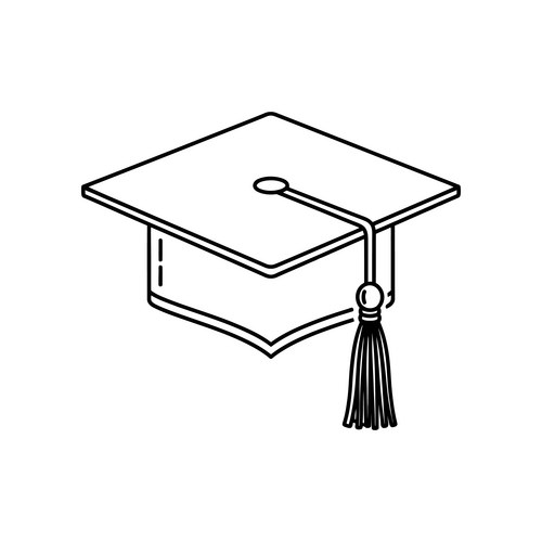 A black and white image of graduation cap Vector Image