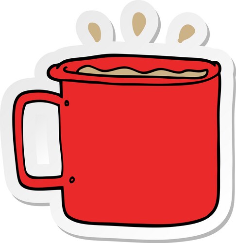 Cartoon Camping Coffee Cup Sticker Vector Image