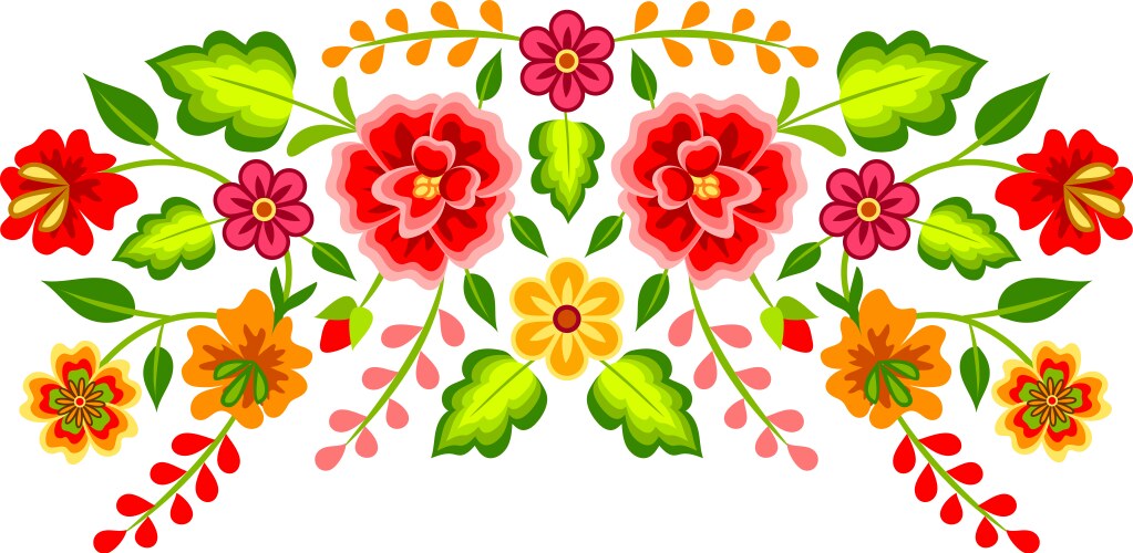 Vibrant Mexican Floral Pattern Vector Image