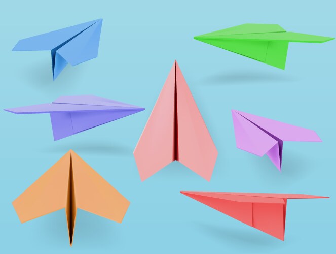 set of fold paper airplane inculde side and front vector image