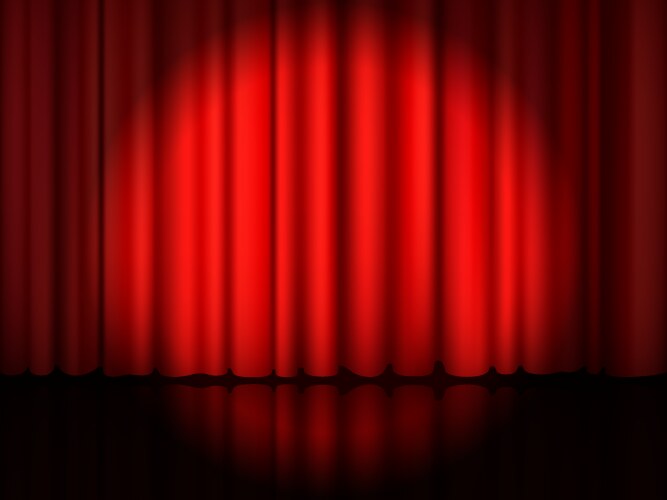 Red Closed Curtains - Theatre Backdrop Vector Image