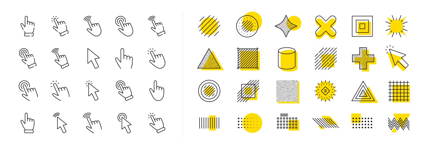 Click pointer line icons mouse cursor hand vector image