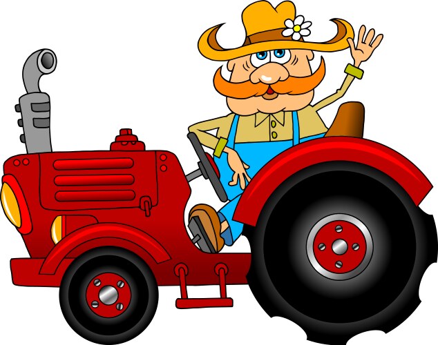 Cartoon farmer on tractor Royalty Free Vector Image