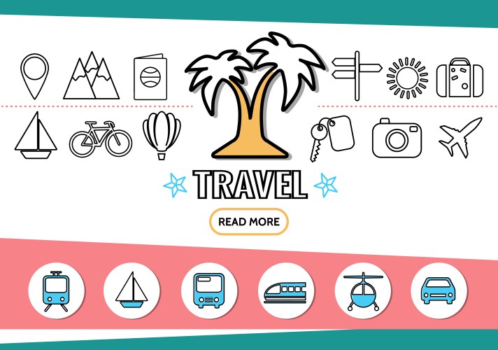 Travel line icons set Vector Image