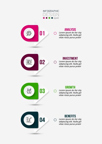 4 step process work flow infographic template Vector Image