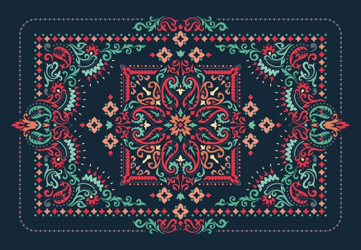 Rectangular bandana print design for rug carpet vector image