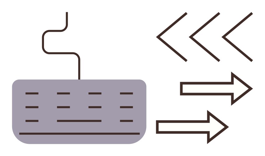 Keyboard with wired connection depicting commands vector image