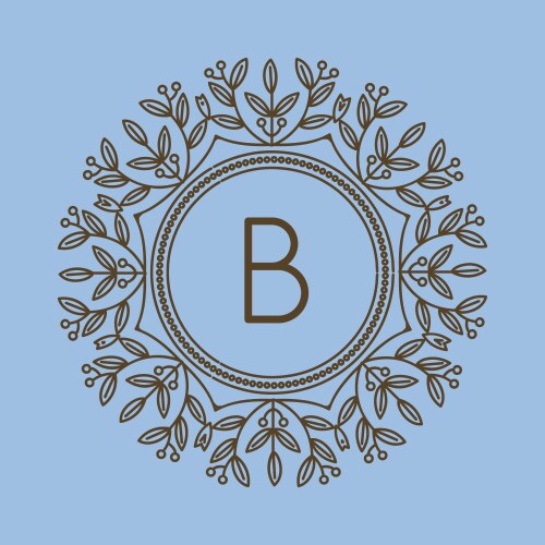 Monogram logo and text badge emblem line art Vector Image