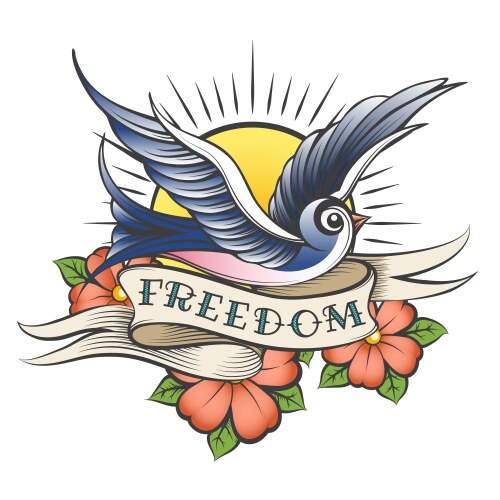 Old School Freedom Bird Tattoo Vector Image