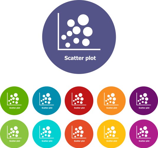 Scatter plot icons set color vector image