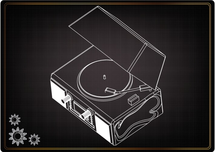 Record player on a black background vector image