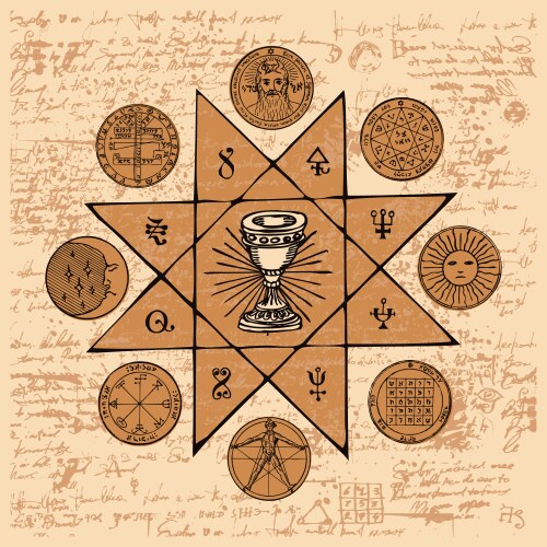 Esoteric Grail Symbol Banner Vector Image