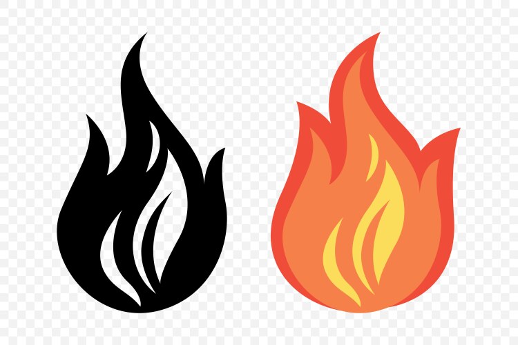 Flat fire flame icon set campfire shape Royalty Free Vector