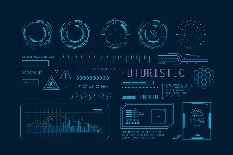 Hud loading progress bars sci fi interface Vector Image