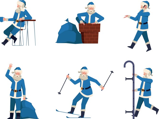 Santa characters xmas funny clauses in authentic Vector Image