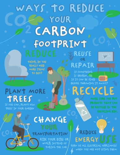 carbon footprint reduction portrait banner vector