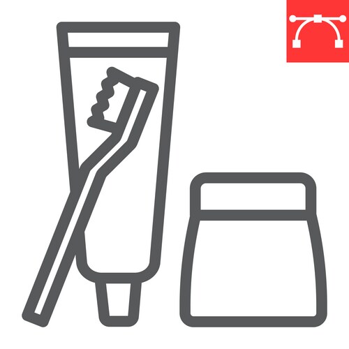 Toothbrush and toothpaste outline icon – Royalty-Free Vector | VectorStock