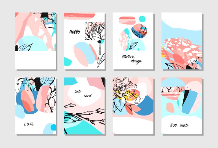 Creative cards with abstract pattern hand drawn Vector Image