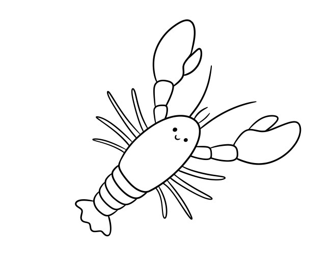 Cute lobster line smiling sea animal doodle Vector Image