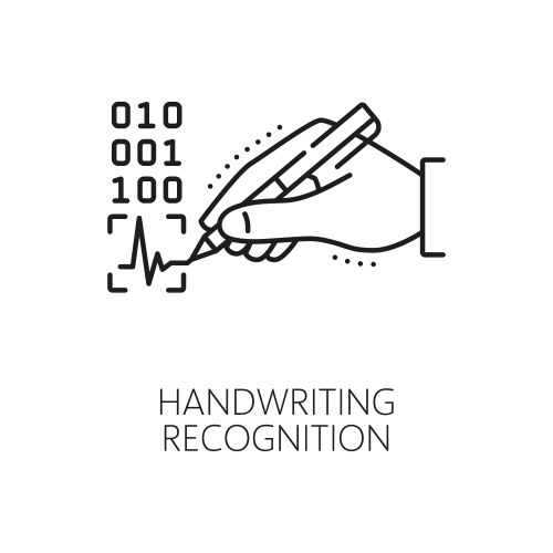 Handwriting biometric identification line icon vector image