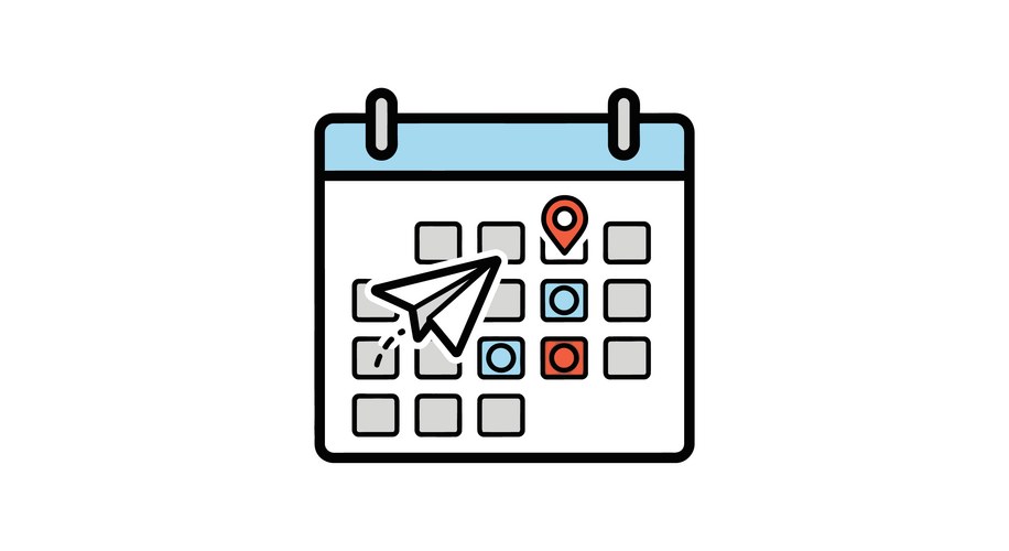 A colorful calendar page with various icons Vector Image