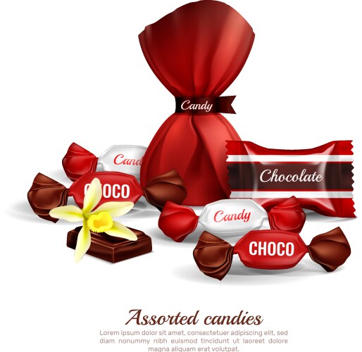 Candies packaging realistic set Royalty Free Vector Image