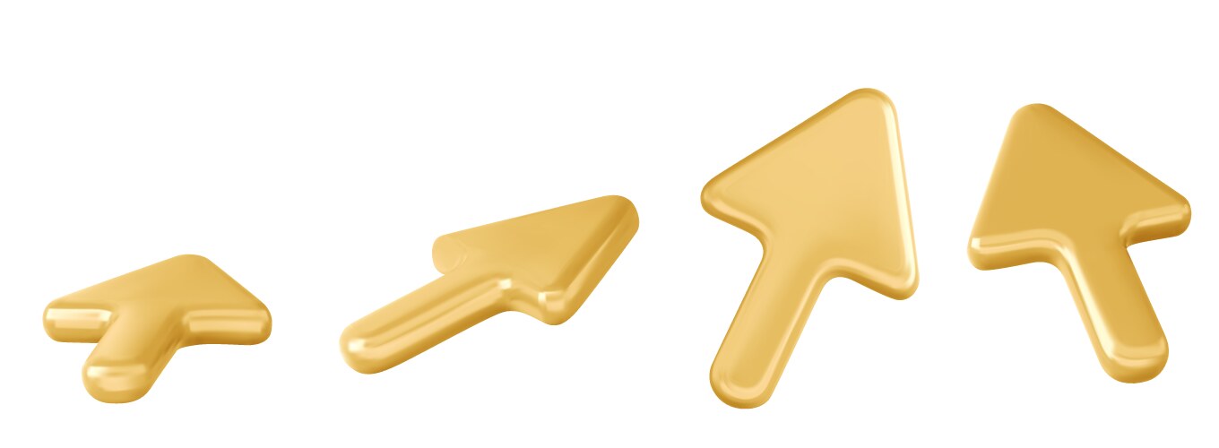 3d gold cursor arrow click pointer set vector image