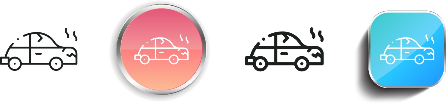 Broken car icon thin linear regular and button vector image