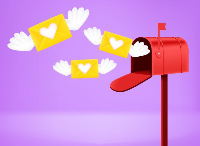 love mails flying to the mail box 3d concept vector