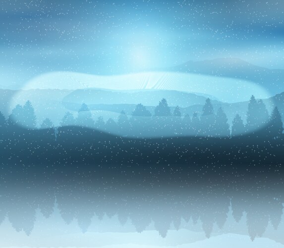 Winter snow background with night stars and trees Vector Image