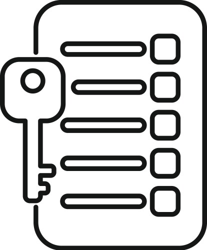 Key unlocking checklist representing problem vector image