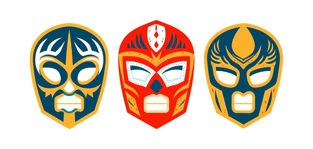 set of three luchador lucha libre mexican vector image vector image