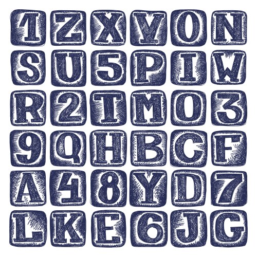 Hand Drawn Alphabet Sketch Vector Image