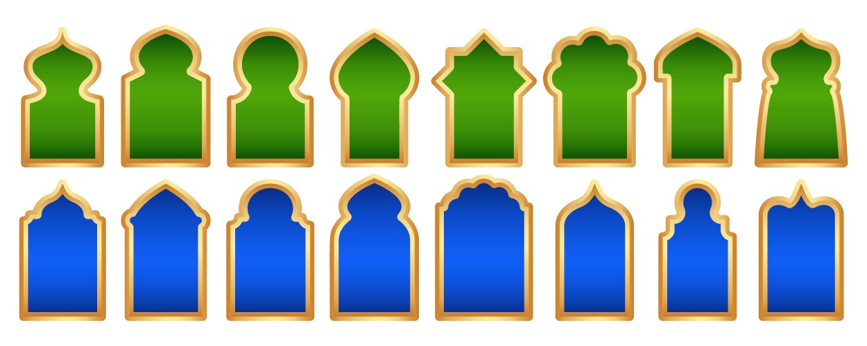 Ramadan frame shapes set door and windows Vector Image