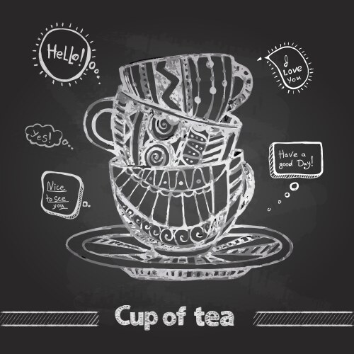 Chalk Coffee Cup Sketch Vector Image