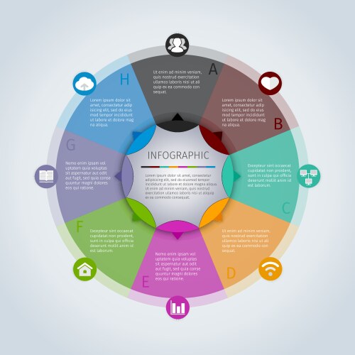 Neumorphic infographic flowchart design template Vector Image