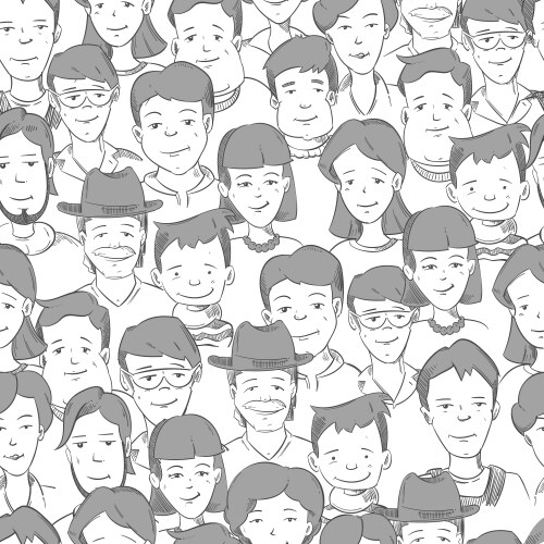 People crowd with many faces human heads Vector Image