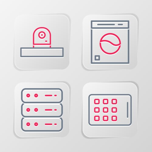 Set line graphic tablet server data web hosting vektorbild