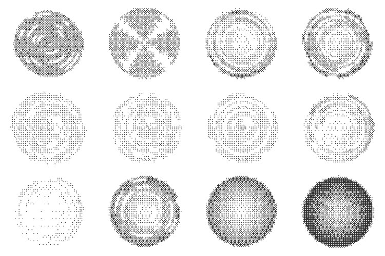 Bitmap pixel effect circles set circular y2k vektorbild