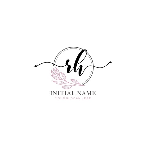 Beauty floral rh initial logos for branding Vector Image