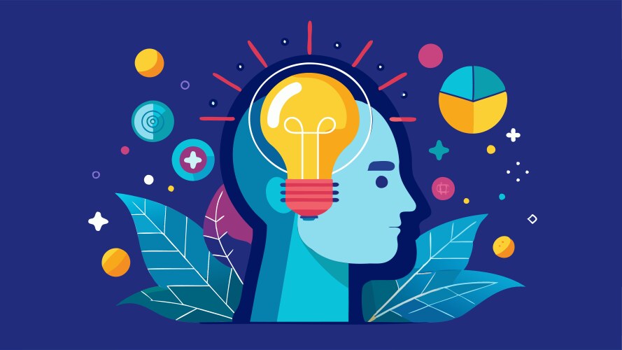 Human head with lightbulb Royalty Free Vector Image