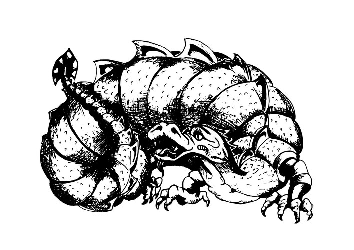 Intricate Dragon Engraving Vector Image